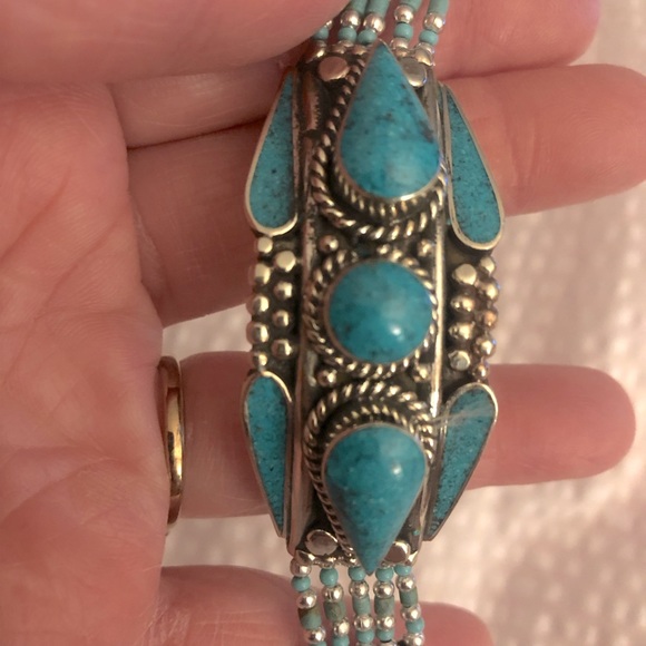 Jewelry - Turquoise bracelet - Vintage Sterling Silver - 50 grams